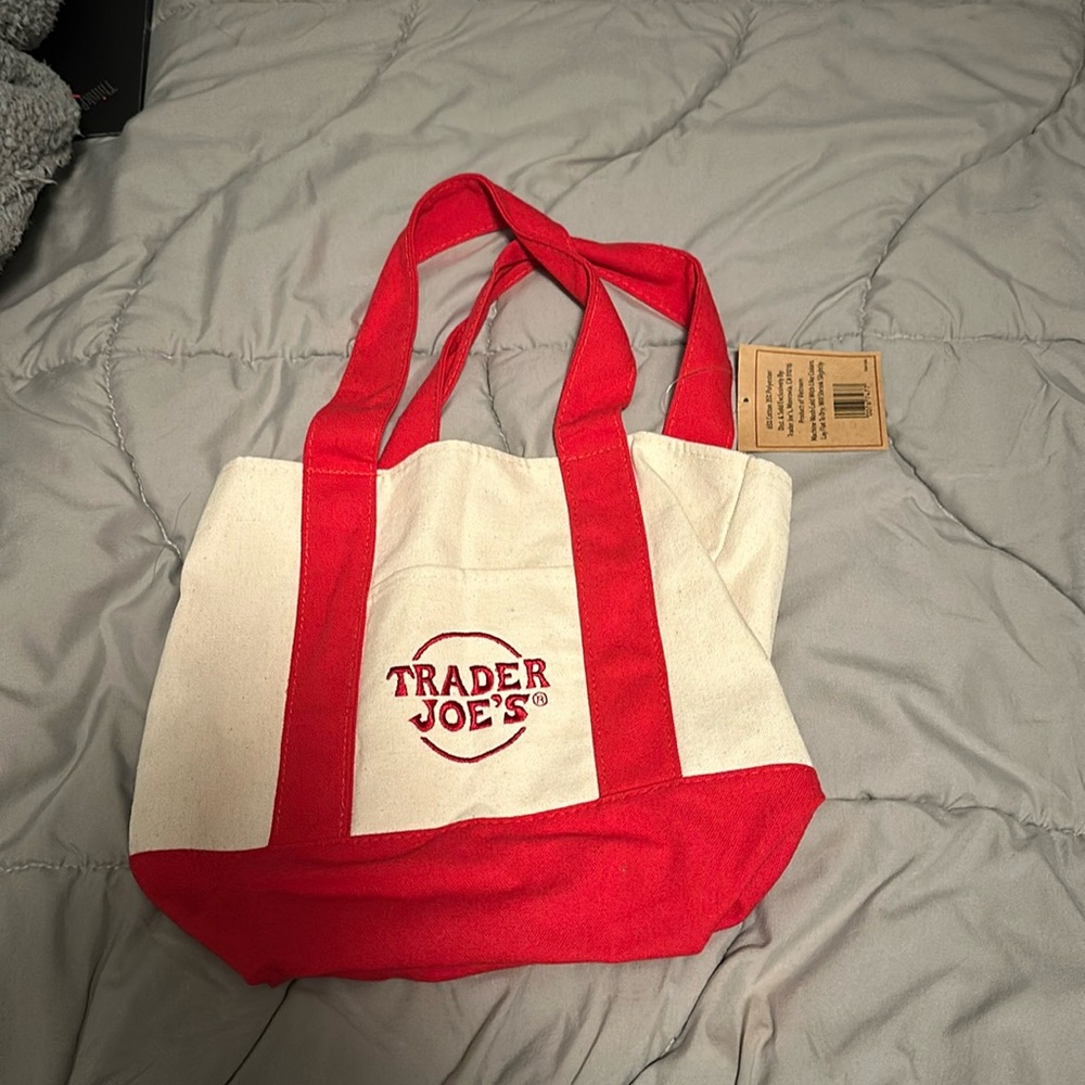 NWT Trader Joe’s Mini Canvas Tote Red